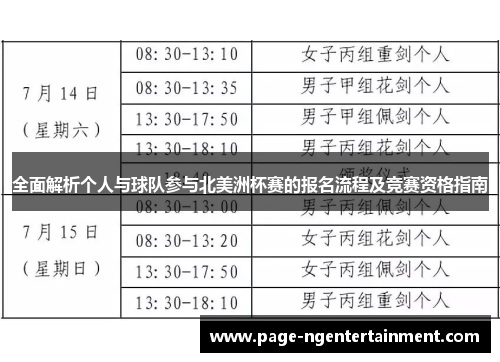 全面解析个人与球队参与北美洲杯赛的报名流程及竞赛资格指南
